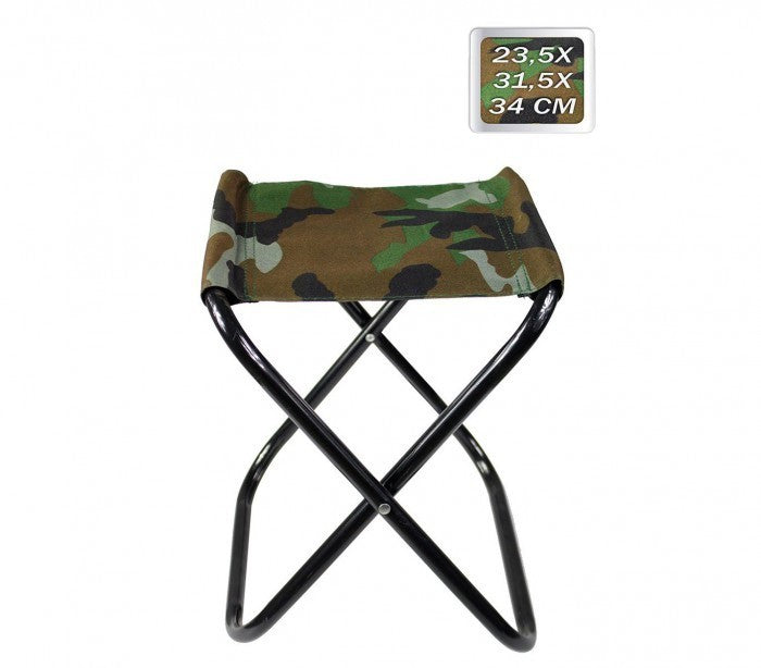 288351 Tabouret pliant EVERTOP camouflage 34 cm pour camping, mer ou plage