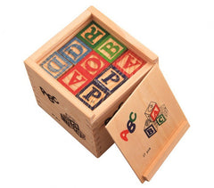 Jeu pédagogique Boîte de 27 cubes en bois animaux, lettres et numéros 3X3 cm