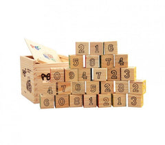 Jeu pédagogique Boîte de 27 cubes en bois animaux, lettres et numéros 3X3 cm