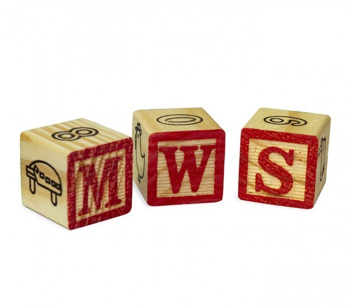 Jeu pédagogique Boîte de 27 cubes en bois animaux, lettres et numéros 3X3 cm