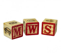 Jeu pédagogique Boîte de 27 cubes en bois animaux, lettres et numéros 3X3 cm