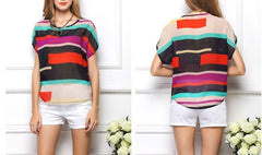 Blouse / chemise femme rayures multicolores effet de transparence mode estivale