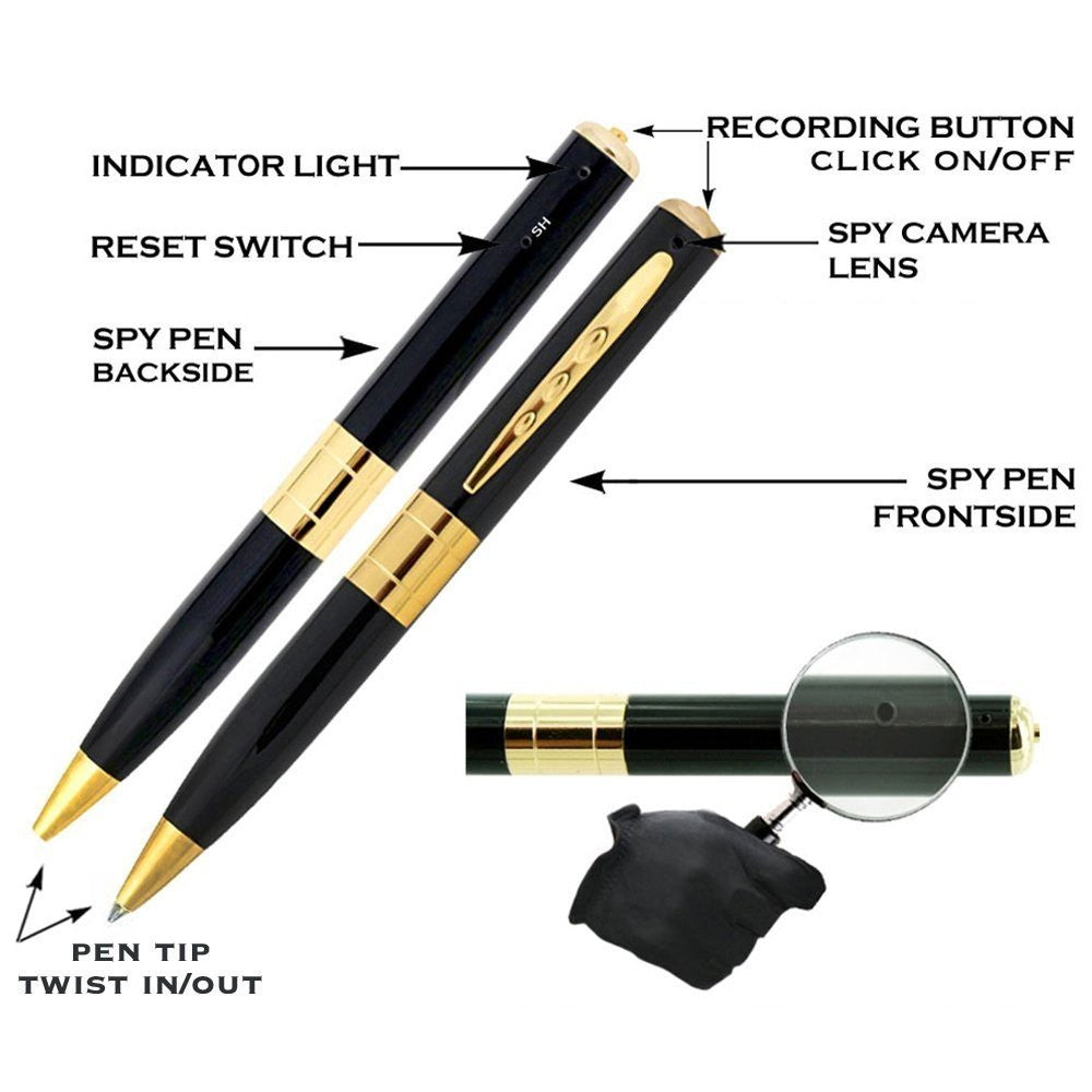 Stylo Crayon Espion  -  kit d'espionnage - micro sd mémoire vidéo audio
