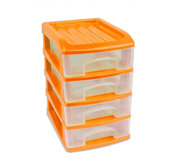 213827 Tour de rangement 4 tiroirs WELKHOME en plastique rigide, 20x13x17 cm