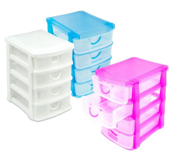 684203 Tour de rangement 4 étagères COCCINELLA en plastique rigide  13x17x18 c