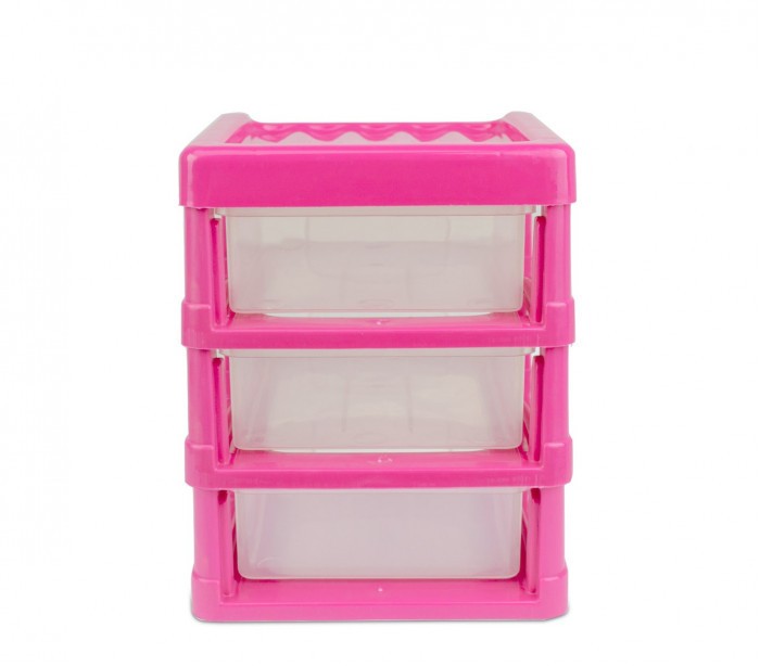 213810  Tour de rangement 3 tiroirs WELKHOME en plastique rigide 16x13x17 cm