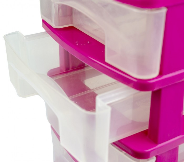 213810  Tour de rangement 3 tiroirs WELKHOME en plastique rigide 16x13x17 cm