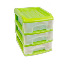 213810  Tour de rangement 3 tiroirs WELKHOME en plastique rigide 16x13x17 cm