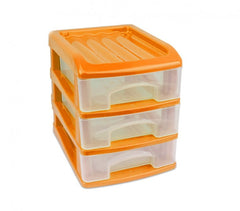 213810  Tour de rangement 3 tiroirs WELKHOME en plastique rigide 16x13x17 cm