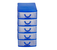 225066  Tour de rangement 5 tiroirs WELKHOME en plastique rigide 9x13x18.5 cm