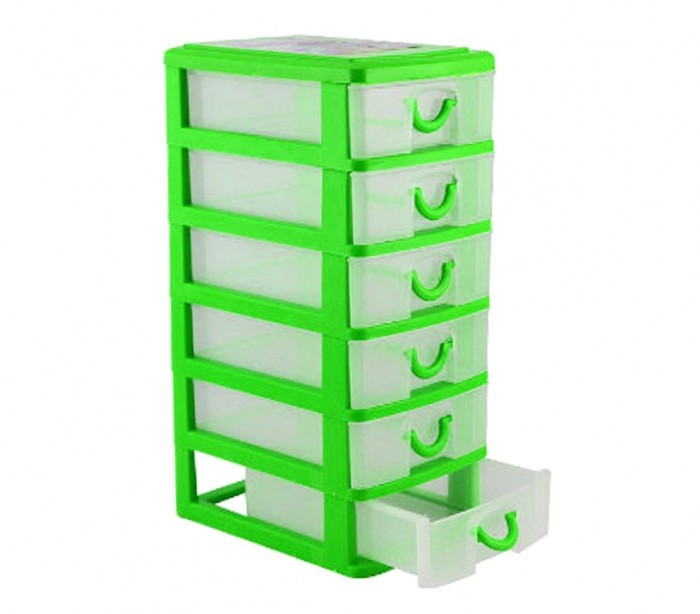 225066  Tour de rangement 5 tiroirs WELKHOME en plastique rigide 9x13x18.5 cm