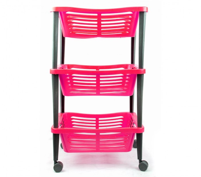  348499 Chariot pour fruits WELKHOME 3 étages avec roues 30x40x69 cm