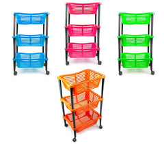  348499 Chariot pour fruits WELKHOME 3 étages avec roues 30x40x69 cm