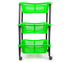  348499 Chariot pour fruits WELKHOME 3 étages avec roues 30x40x69 cm