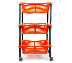  348499 Chariot pour fruits WELKHOME 3 étages avec roues 30x40x69 cm