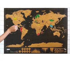 182207 Carte du monde deluxe noir 82 x 58 cm grattez les endroits visités