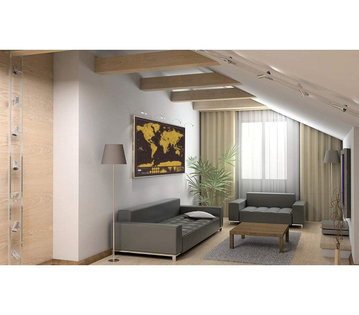 182207 Carte du monde deluxe noir 82 x 58 cm grattez les endroits visités