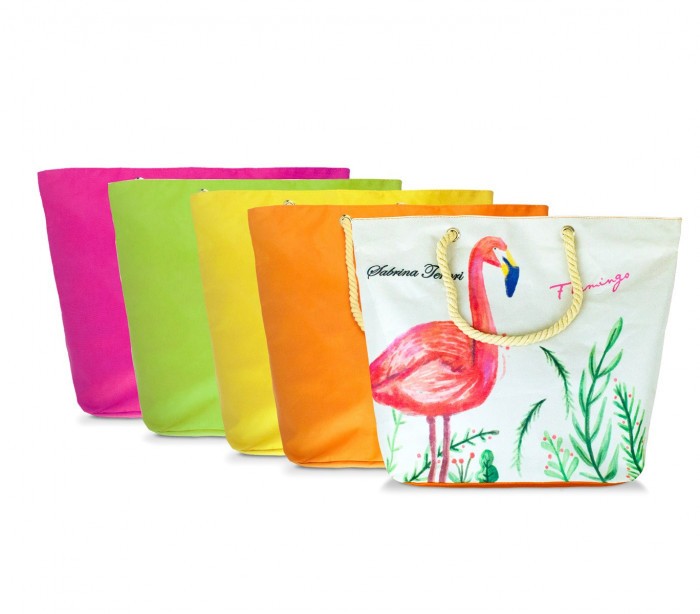 427124  sac de plage Sabrina Tenori Flamingo  avec double anse, plusieur coloris