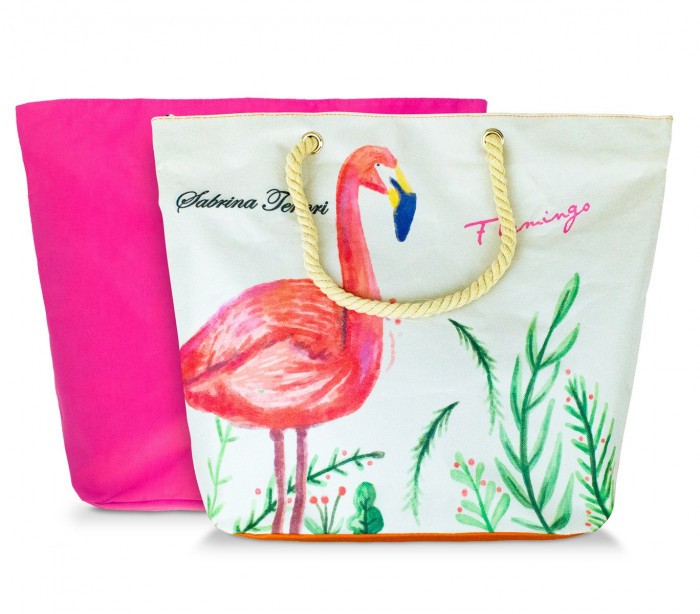 427124  sac de plage Sabrina Tenori Flamingo  avec double anse, plusieur coloris