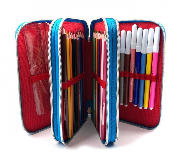 455463  Trousse 3 compartiments  inclue  43pcs CARS MCQUEEN Coloré