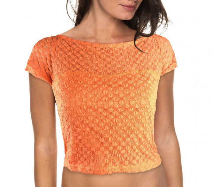 AC316 Top 3/4  dentelle pois brodés croisé du dos