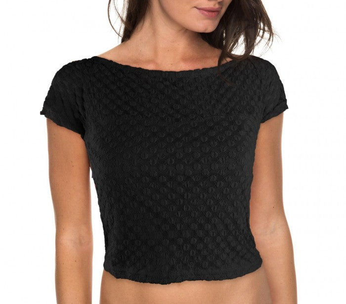 AC316 Top 3/4  dentelle pois brodés croisé du dos