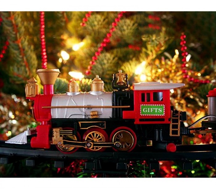 830082 Train de Noël à piles pour arbre de noël avec lumières et sons  75cm D