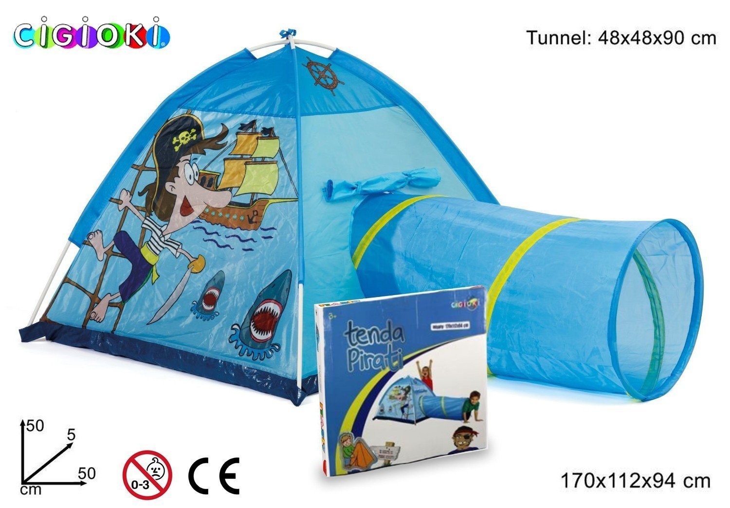 Château gonflable avec toboggan dessin PIRATES - 170x112x94 cm LINE CIGIOCHI