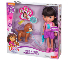 072587 La poupée Dora TRAIN & PLAY parle et chante avec son chien  FISHER PRICE