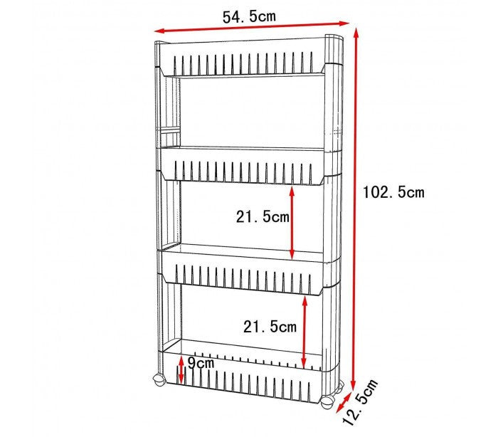 Organisateur de produits  avec roues 4 compartiments pour cuisine ou SDB