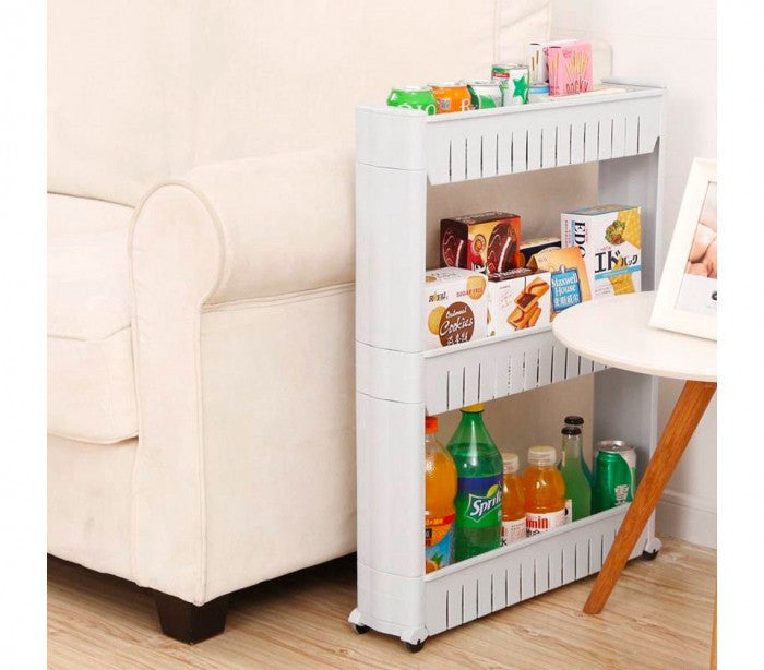 Organisateur de produits  avec roues 3 compartiments pour cuisine ou SDB