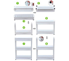 Organisateur de produits  avec roues 3 compartiments pour cuisine ou SDB