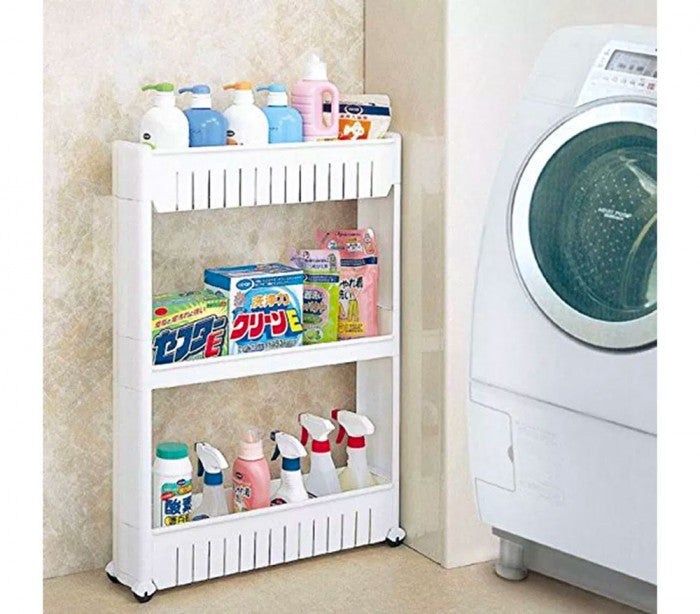 Organisateur de produits  avec roues 3 compartiments pour cuisine ou SDB