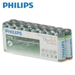 Paquet de 16 piles longue durée r6 mignon - 1,5 v AA zinc-carbone PHILIPS
