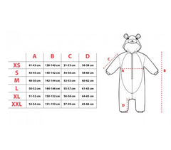 pyjama en polaire UNISEXE  cosplay Kangourou tailles XS a XXL