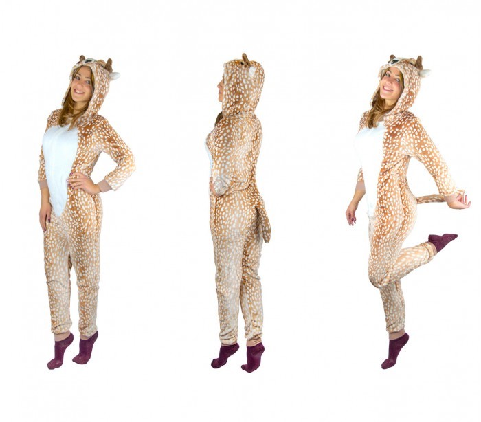 Pyjama polaire combi Cosplay Animal CERF Tailles de XS à XXL