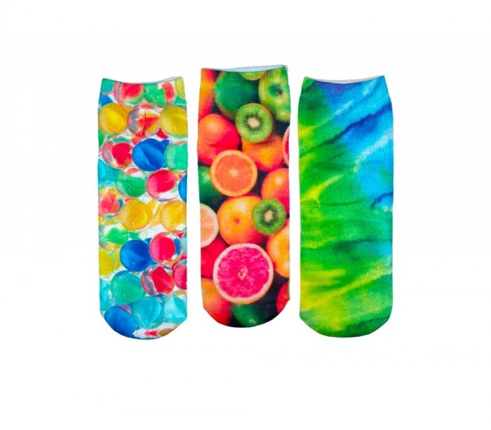 Pack 3 paires de chaussettes FUNNY COLORS pour femmes imprimées en couleur 3D