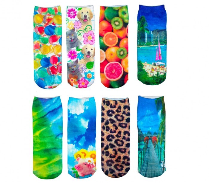 Pack 3 paires de chaussettes FUNNY TRIP pour femmes imprimées en couleur 3D