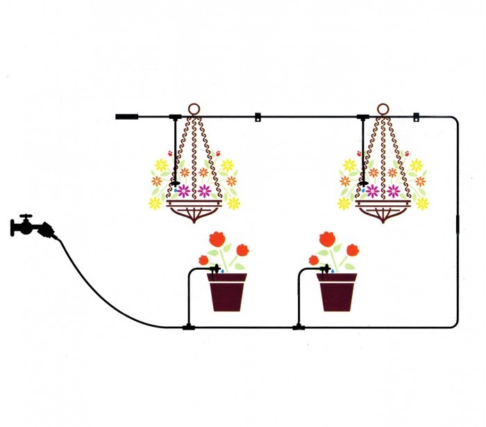 801001 Kit de micro irrigation 71 PZ GARDEN avec tuyau de 23 m
