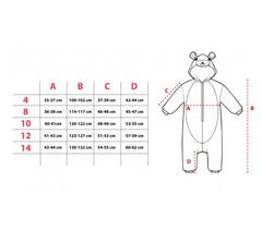 B1822 Pyjama Cosplay Unisexe SQUELETTE pour les enfants de 4 à 14 ans