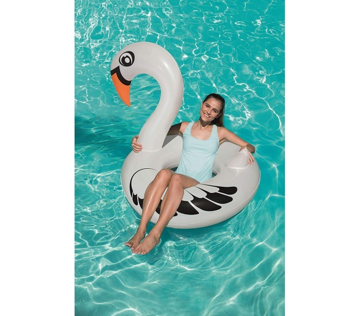 36124 Bouée gonflable géante en forme de cygne BESTWAY 165 x 117cm blanc ou rose
