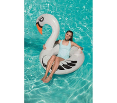36124 Bouée gonflable géante en forme de cygne BESTWAY 165 x 117cm blanc ou rose