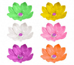 747011 Pack de 6 lanternes flottantes fleurs de lotus 30x30cm couleurs mélangées