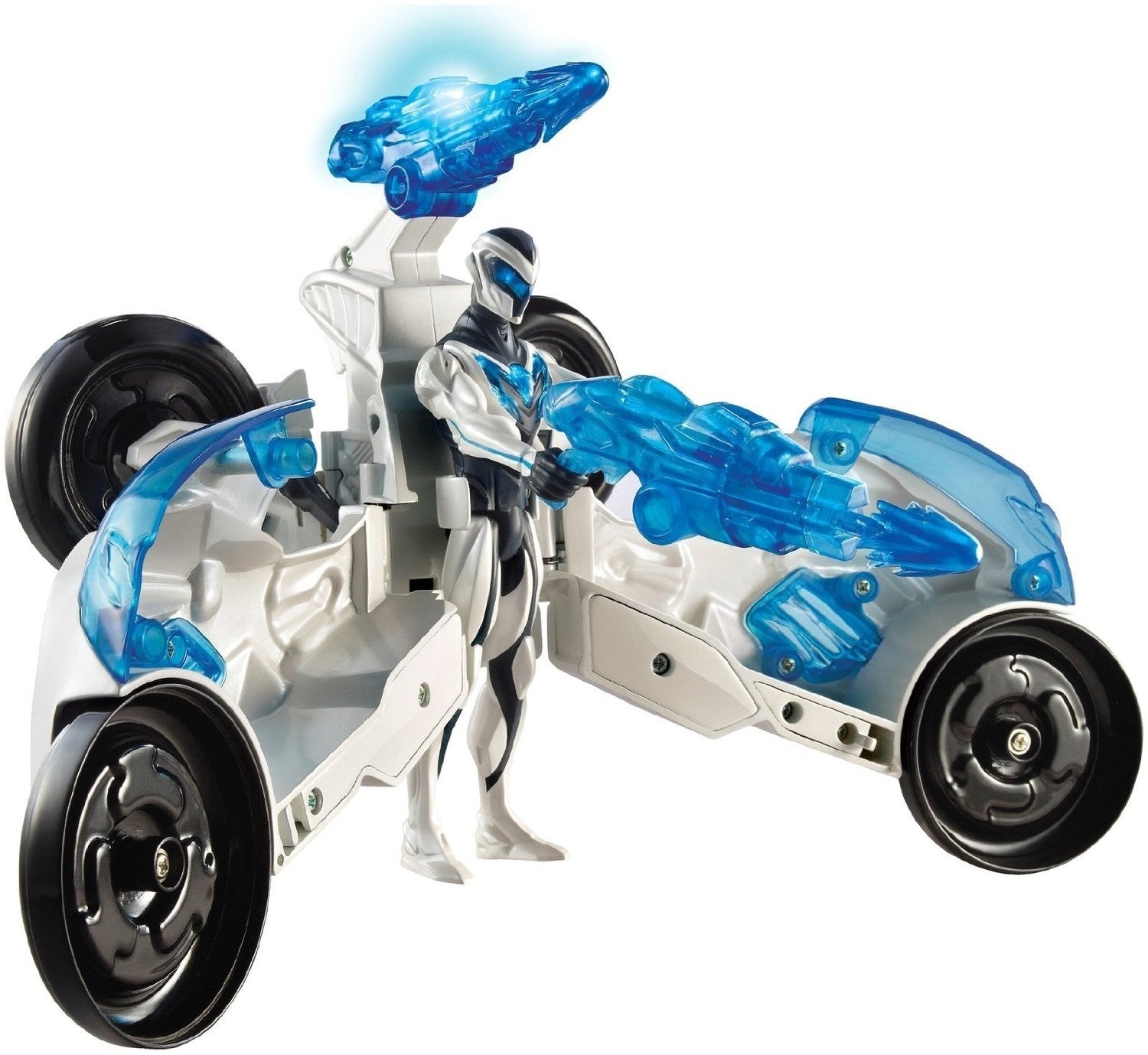 Jouet - turbo max steel - super héro robot avec moto et missiles - MATTEL