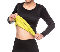 T-shirt fitness effet sauna à manches longues en néoprène  tailles S à XXL