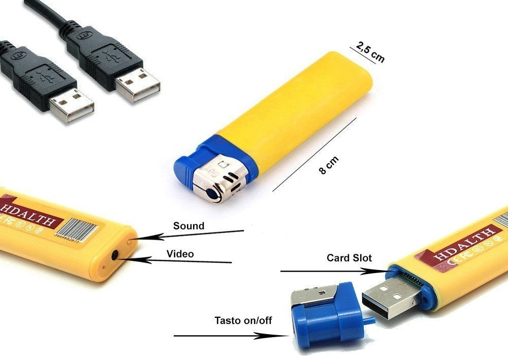Clé USB en forme de Briquet - camera audio vidéo mémoire SD - 1280 X 960 Pixels