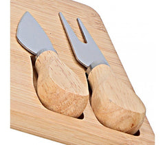 109961 Planche de bambou ALPINIA pour couper du fromage avec couteaux et broche