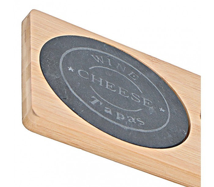 109961 Planche de bambou ALPINIA pour couper du fromage avec couteaux et broche
