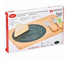 109961 Planche de bambou ALPINIA pour couper du fromage avec couteaux et broche