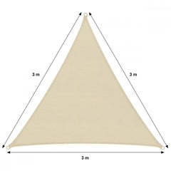 Auvent triangle 482346 beige 3x3x3m avec crochets renforcés et corde en nylon